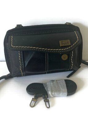 b.o.c. RFID Black Leather Wristlet Clutch w/ Crossbody Strap